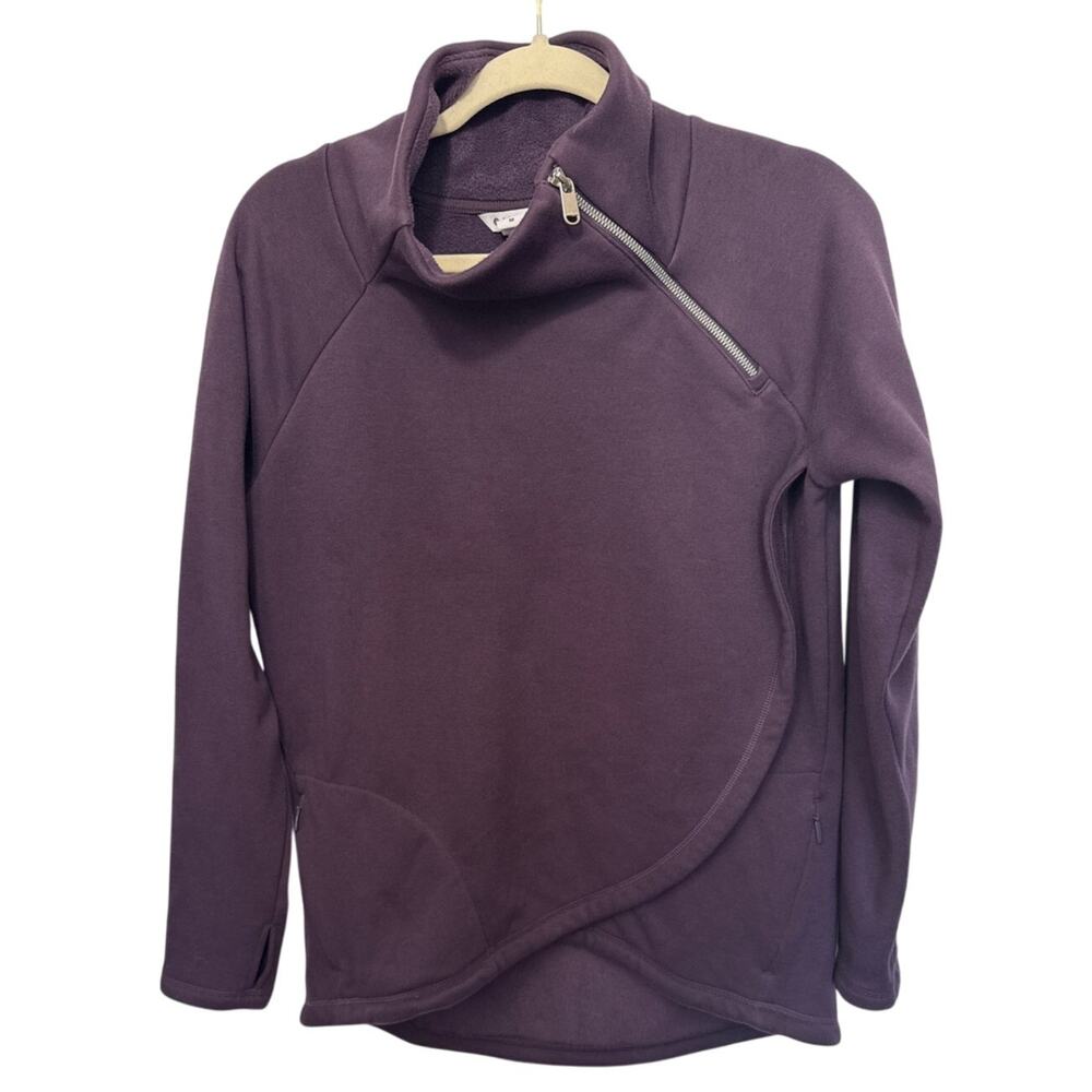 Athleta Purple Sweatshirt Cozy Karma Asym Pullover w/zipper Womens Size M